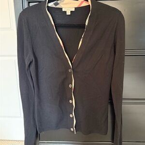 Burberry Black Cardigan with Check Trim